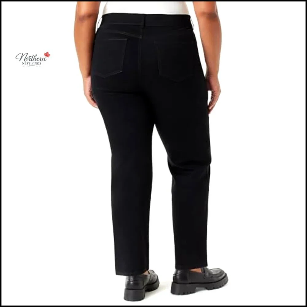 Pull-On High Rise Straight Leg Jeans with Elastic Waist - Picture 2 of 3